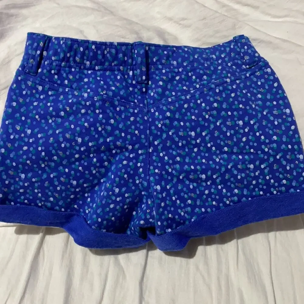 Gymboree 5 royal blue mixed color polka dot stretch pull on cuffed short nwt